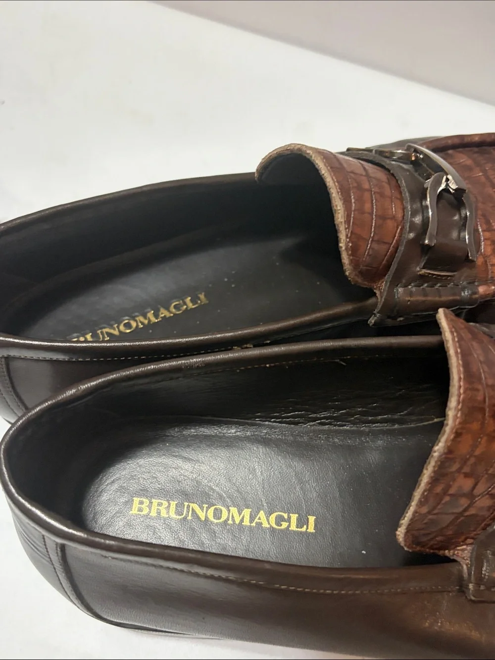 Bruno Magali Croc-Embossed Leather Slip-On Loafers Sz 10 Men